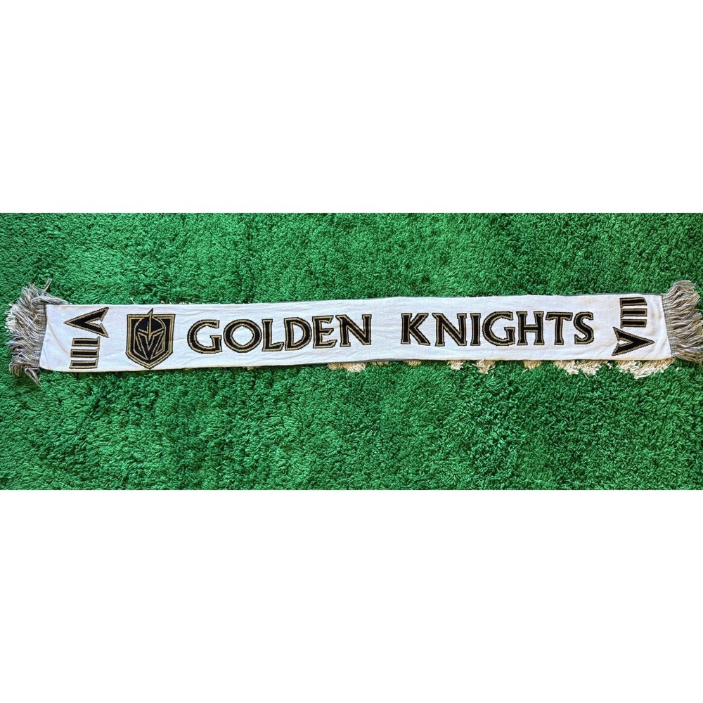 Vegas Golden Knights Scarf Unisex OS White Excellent NHL Hockey Knit Fringe